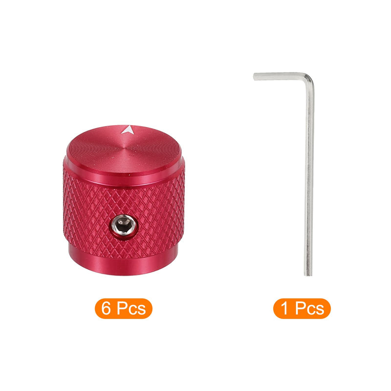 MECCANIXITY 6 Pcs Aluminium Potentiometer Knobs, 1/4" (6mm) Universal Volume Tone Control Knobs with Arrow Indicator for Guitar, 5/8" Red 17mmx16mm