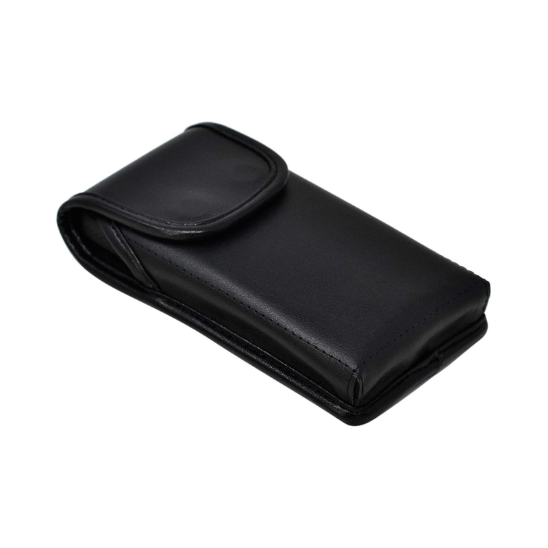 Turtleback Belt Clip Designed for iPhone 12 & 13 Mini Vertical Holster Case Black Leather Pouch with Executive Clip, Small Vertical - Leather w/ Leather Clip