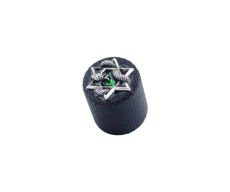 Guyker Guitar Bass Potentiometer Control Knobs with 6mm Dia. Shaft Pots - 3PCS Zinc alloy Speed Tone Volume Knob Replacement Part, (Ancient Silver Green Snake Top, black body) Ancient Silver Snake Top