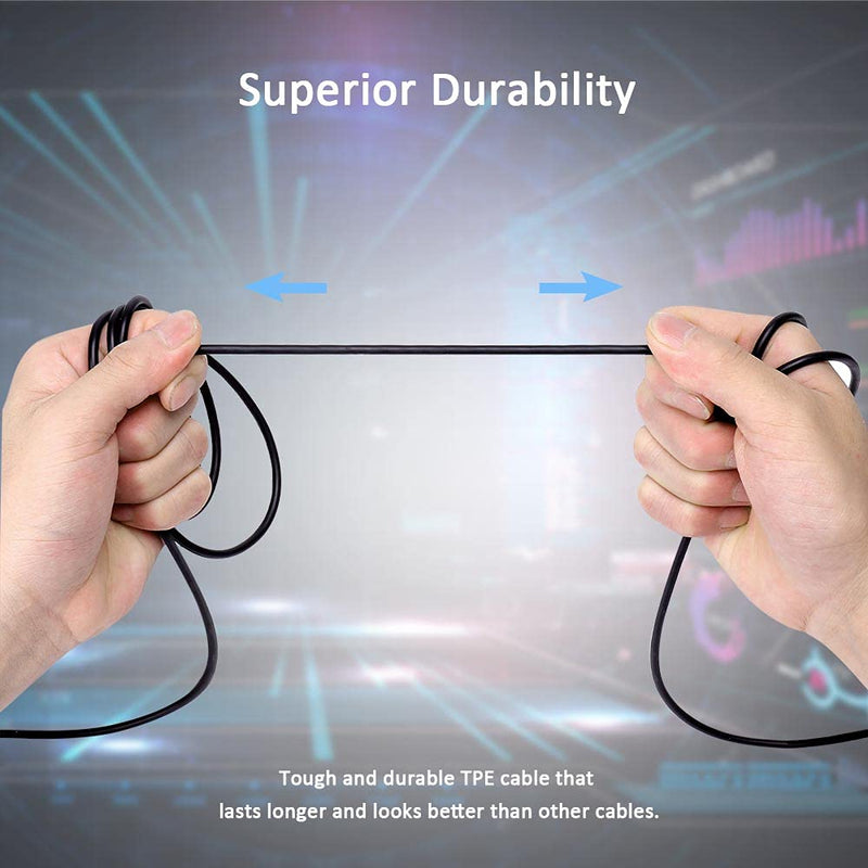 Replacement Cable Cord Compatible with SteelSeries Arctis 3, Arctis Pro Wireless, Arctis 5, Arctis 7, Arctis Pro Gaming Headset, QJYTH Audio Cable 3.5mm Fit for GameDac(2 in 1, Black)