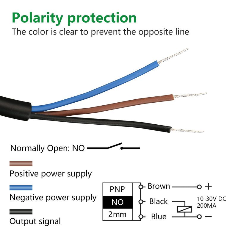 Inductive Proximity Sensor Switch LJ8A3-2-Z,M8,DC10-30V,NO, PNP 300mA,2mm Detecting Distance,3 Wire NO