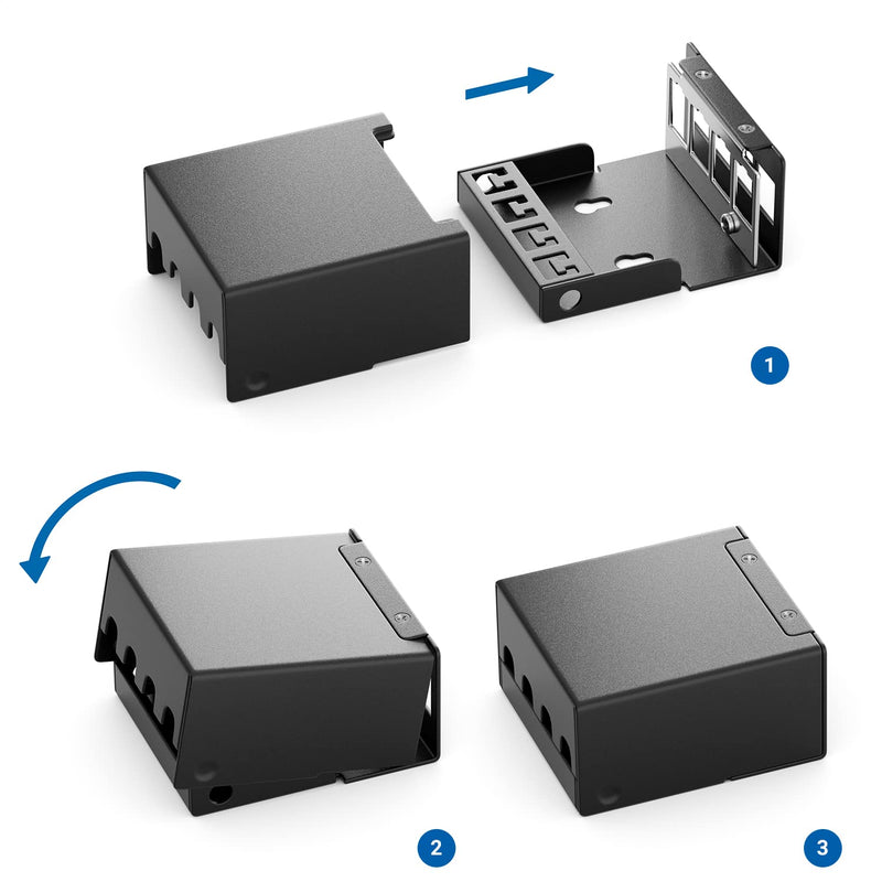 [AUSTRALIA] - deleyCON 4 Port Patch Panel Housing 1 HE for 14.9 mm x 17 mm Keystone Module with e.g. RJ45 Coaxial Connector BNC F-Connector Antenna Connector RJ-11 RCA Jack USB Toslink PS2 HDMI - Black 4 Port Gehäuse 