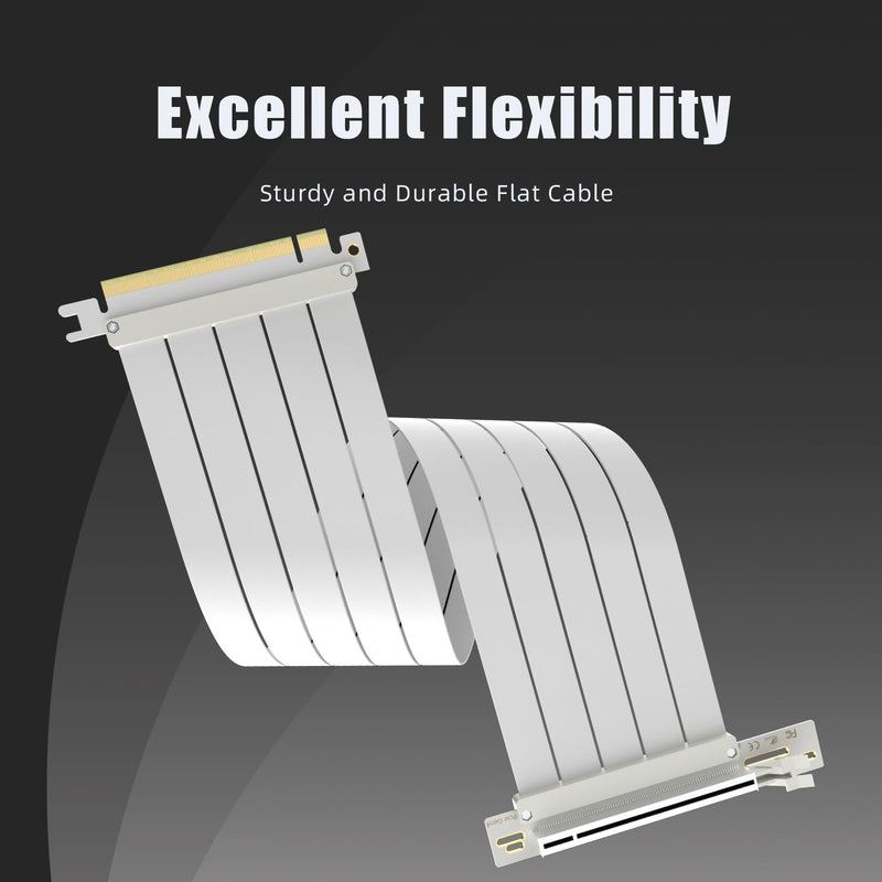 GLOTRENDS 300mm PCIe 4.0 X16 Riser Cable White Color for PCIe 4.0/3.0 GPUs, Such as GeForce RTX 40/30 Series and AMD Radeon RX7000/RX6000 Series, etc