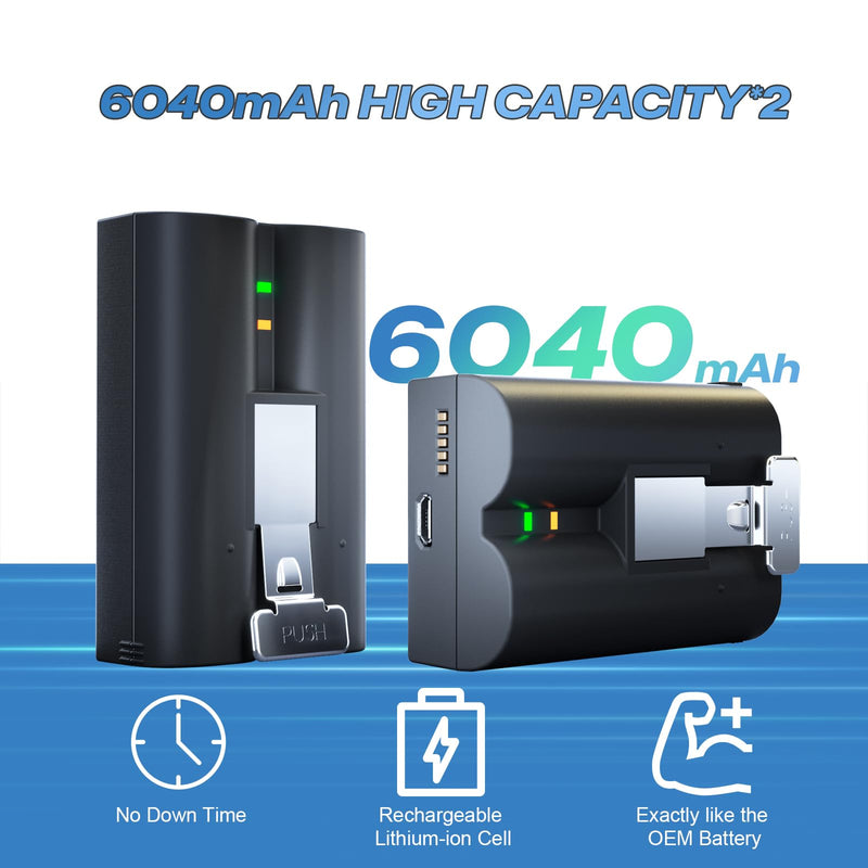 [AUSTRALIA] - 2Pack Replacement for Ring Doorbell Battery, 6040mAh Rechargeable Ring Camera Battery with Charger Station, Compatible with Ring-Video Doorbell 2/3/3plus/4, Stick Up Cam and Spotlight Cam 