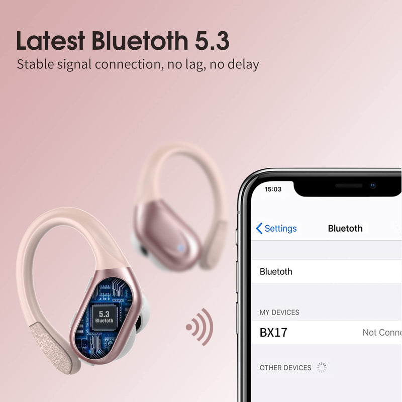 Ear buds Wireless Earbuds Bluetooth 5.3 Headphones 60hrs Playtime with Digital Display Sports Wireless Headphones with Earhook Deep Bass IPX7 Waterproof Over-Ear Earbuds for Android iOS Workout