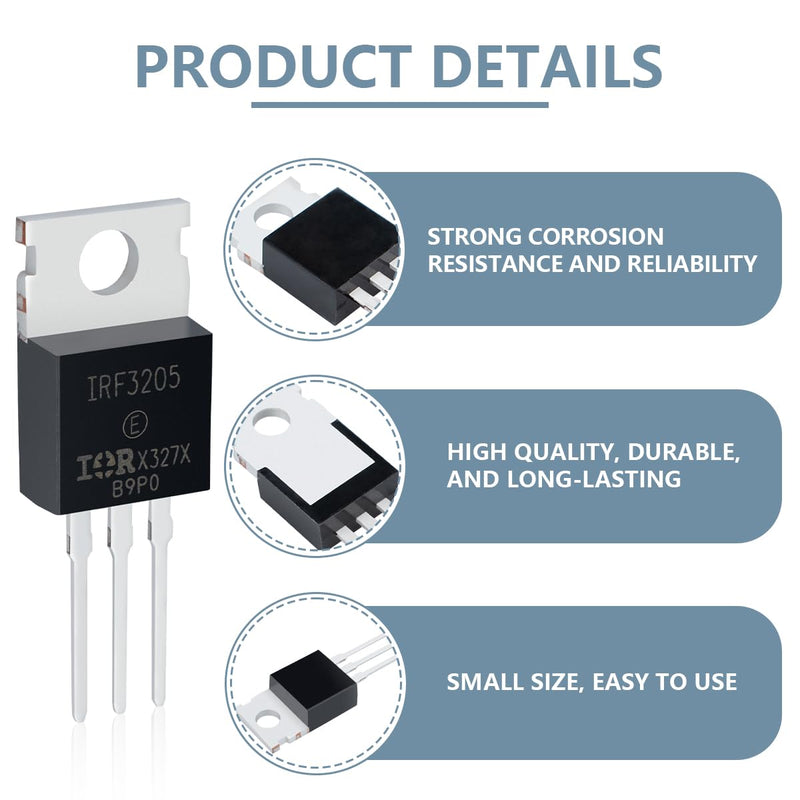 [AUSTRALIA] - Innfeeltech MOSFET Transistors IRF3205 110A 55V Field Effect Tubes N-Channel To-220 Power MOSFET Field Effect Transistor Rectifier Pack of 10 IRF3205, 110A 55V 