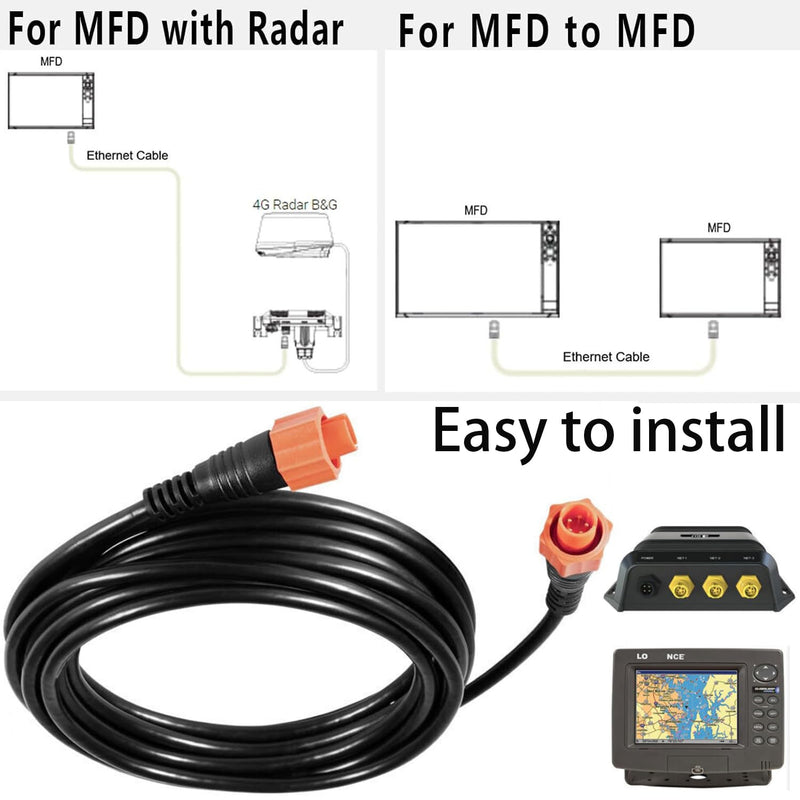 15-Feet Ethernet Crossover Cable with 5-Pin Yellow Connector for Lowrance Cat 6 Cable 000-0127-29, 3004.7036 15 Feet ( 3004.7036 )