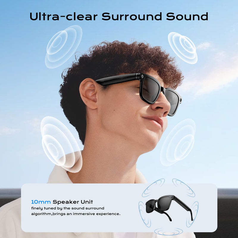 XO AI Smart Glasses,HD 1080P Camera Glasses with Video Recording & Photo Taking,140+ Language Real-Time Translation Glasses Perfect for Travel, Business(Black) Camera glasses-Black
