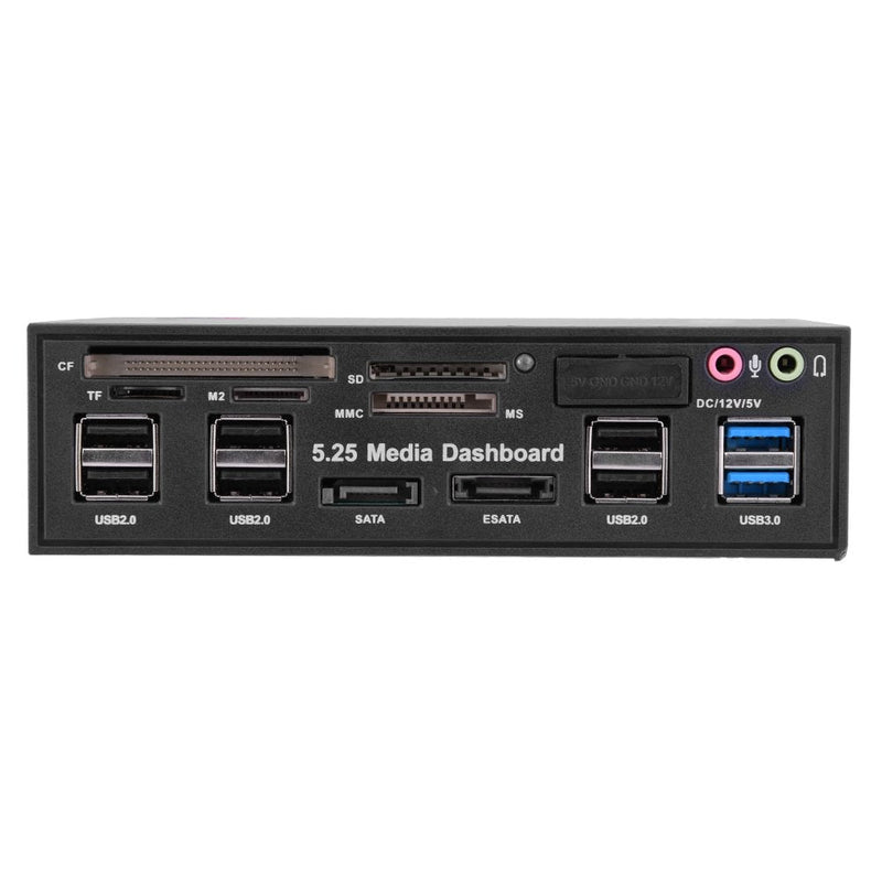 fosa Internal Card Reader, 5.25inch Media Dashboard Front Panel Audio, USB3.0/2.0 HUB eSATA SATA Multi-in-1 Card Reader(M2 / TF/SD/MMC/MS/CF)