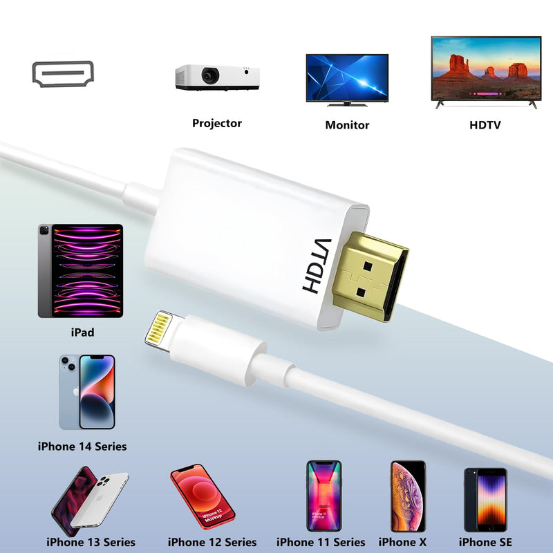 [AUSTRALIA] - Lightning to HDMI Cable for iPhone Digital AV Adapter 1080P HD Video Sync Screen Connector iPhone to HDMI for TV Projector Monitor 