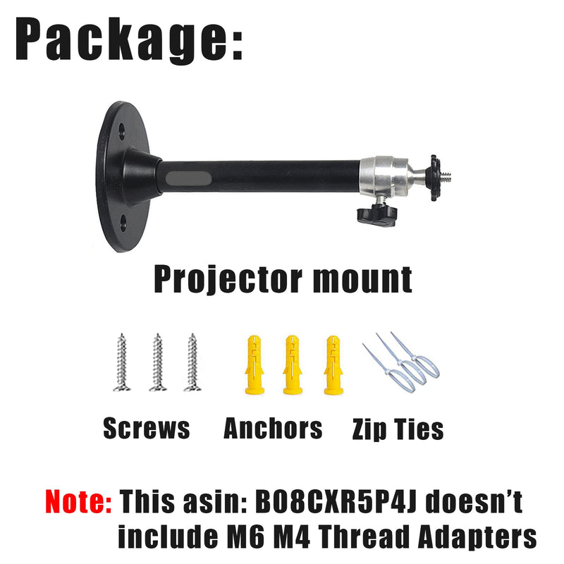 Mini Projector Mount Projector Ceiling Mount Black 7.9 in / 20 cm 360° Adjustable Projector Wall Mounts Hanger Holder for LED LCD Video Projectors Camera Office Home School