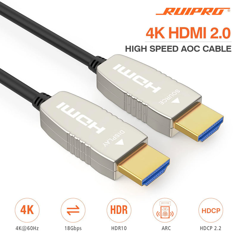 RUIPRO 4K HDMI 2.0b Fiber Optic Cable, 4K@60Hz, HDR ARC, Ultra Slim 50FT | Fiber Optic Technology Reduces Interference Compared with Copper Cables for Reliable 4K Gaming and Home Theater