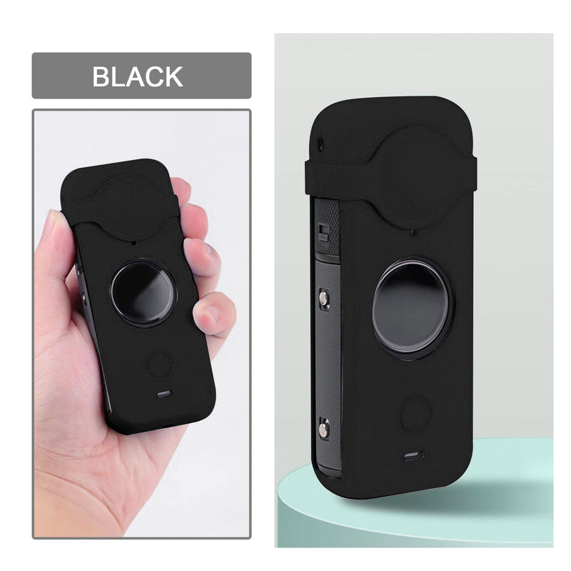 [AUSTRALIA] - Create idea Set with 2Pcs Body Cover Protector Lens Cap Protector Replacement Compatible with Insta 360 ONE X2 Camera Silicone Camera Case Black 