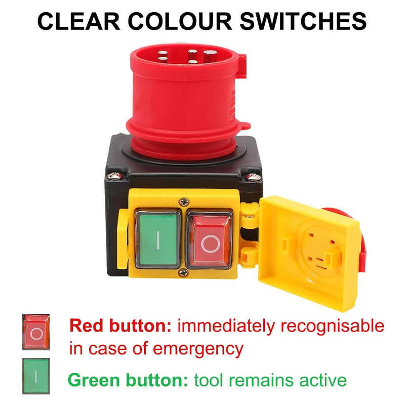 KEDU KOA7 Motor Protection Switch 400 V, 3-Phase Plug Switch with CEE Plug, Machine Switch with Phase Inverter & 67 cm Cable, Waterproof Electromagnetic Switch for Wood Splitter, Identical Design
