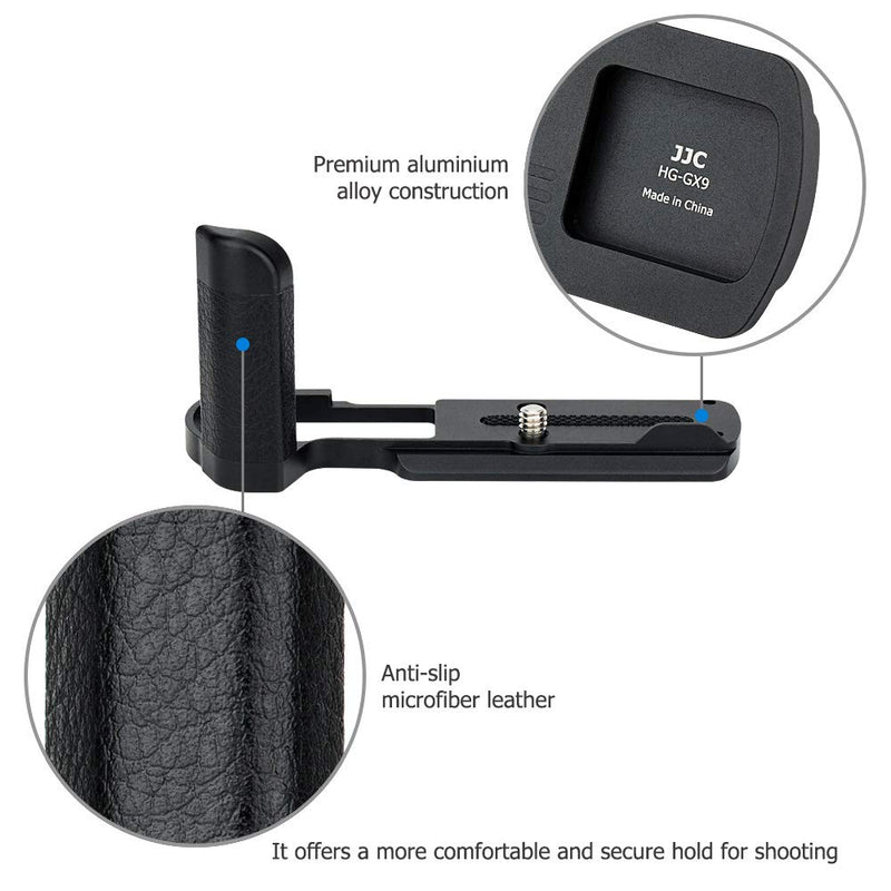 JJC DMW-HGR2 Solid Metal Hand Grip Secure Handle Bracket for Panasonic GX85 GX80 GX9 GX7 Mark II III Cameras, Anti-Slip Pads Design & Arca Swiss Type Quick Release Plate Design