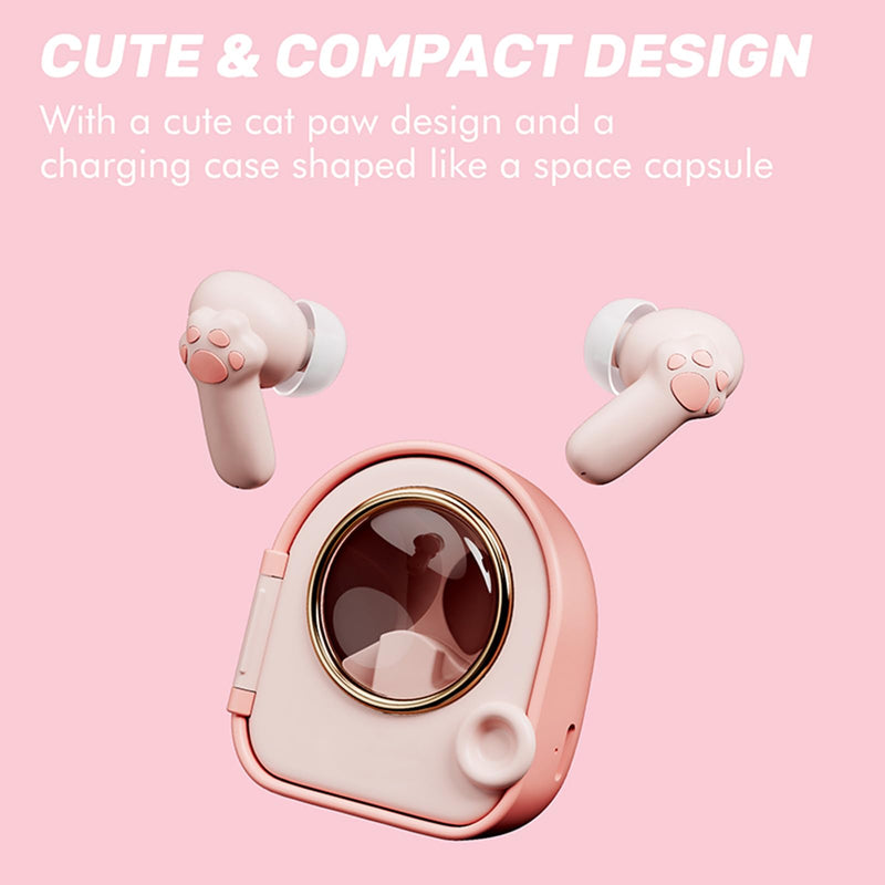 Xmenha Kids Pink Cute Earbuds for Small Ears Women Pink Wireless Earbuds Kids for Small Ear Canals Pink Ear Buds Kawaii Headphones Kids Ear Buds for Small Ears Kids Earphones