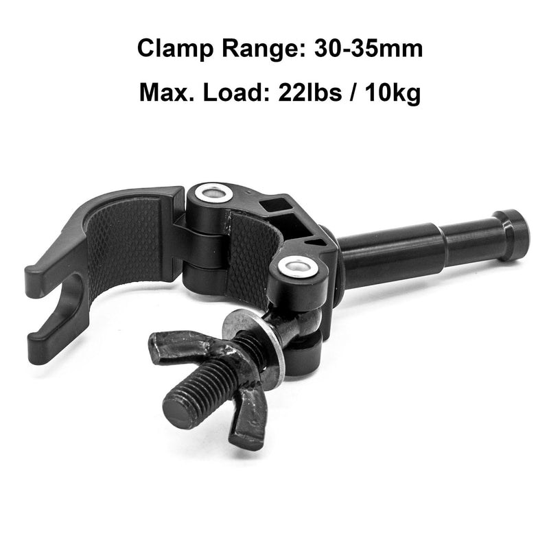 PHOCUS Half Coupler Clamp with 5/8" Pin, Photography Heavy Duty Truss Clamp for Round Tube to Support Studio Lighting, LED Ring Lights, Video Equipment (Clamp Range: 30-35mm) Clamp Range: 30-35mm