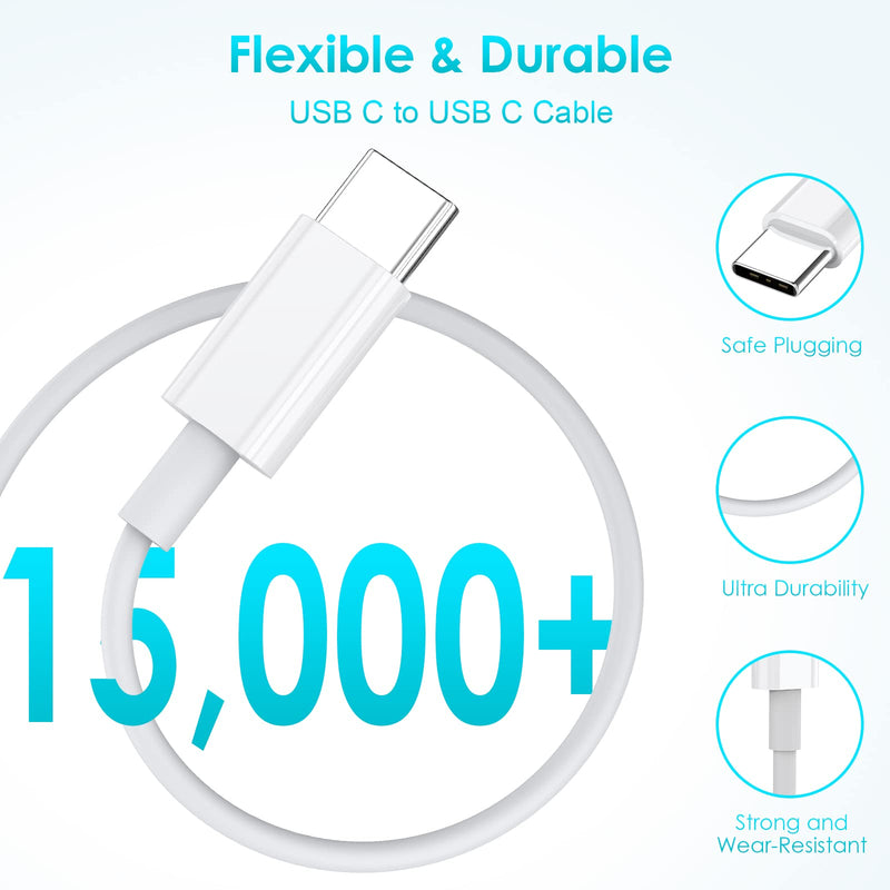 iPhone 15 Charging Cable, USB C Cable, 2 Pieces, 1 m, 60 W, USB C to USB C Fast Charging Cable, PD3.0 USB C Charging Cable for iPhone 15/15Pro/15ProMax, Samsung S23/S22/S21 Series, Huawei Type-C 2Pack1M