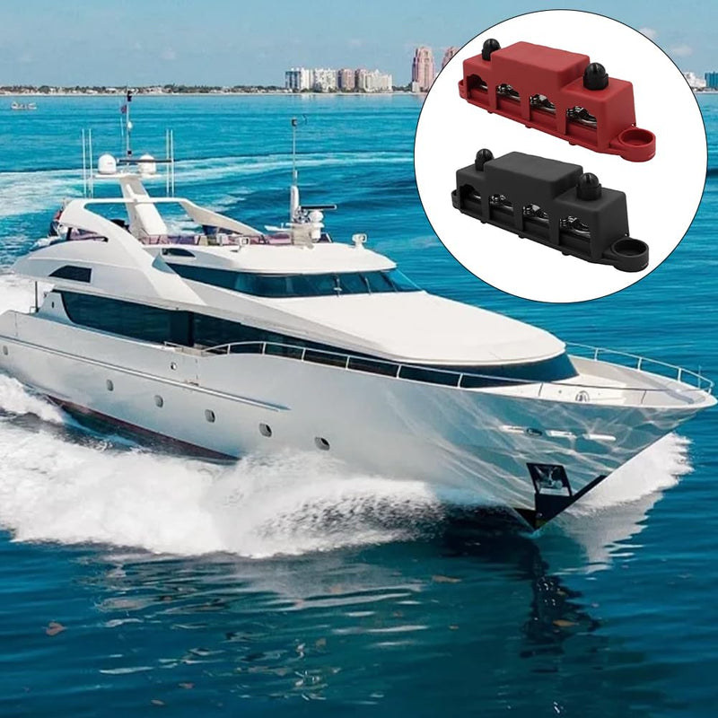Pack of 2 Busbar 12V-48V DC Busbar Distribution Block 250A Power Distribution Block, Power Distribution Rail with 4 x M8 Bolt Connection for Car Marine Car Trailers Motorhome Boat
