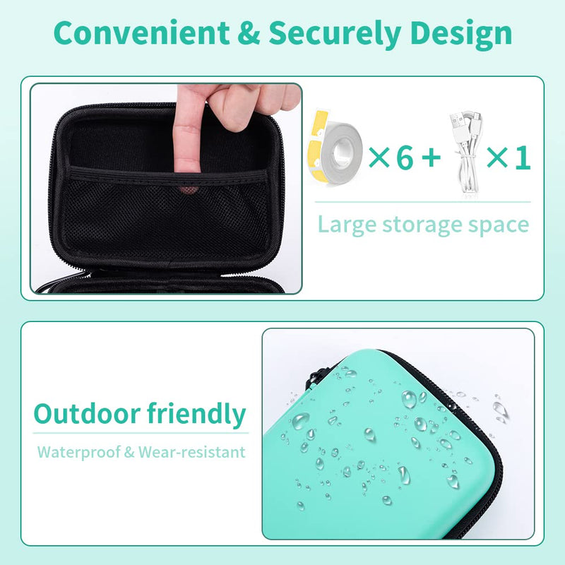 [AUSTRALIA] - Phomemo D30 D35 Label Maker Case, Waterproof Storage Bag Compatible with NELKO P21/NIIMBOT D11/JADENS D110/SUPVAN E10 Label Printer, Fits for Mini Bluetooth Labels Sticker Machine, Box only Green 