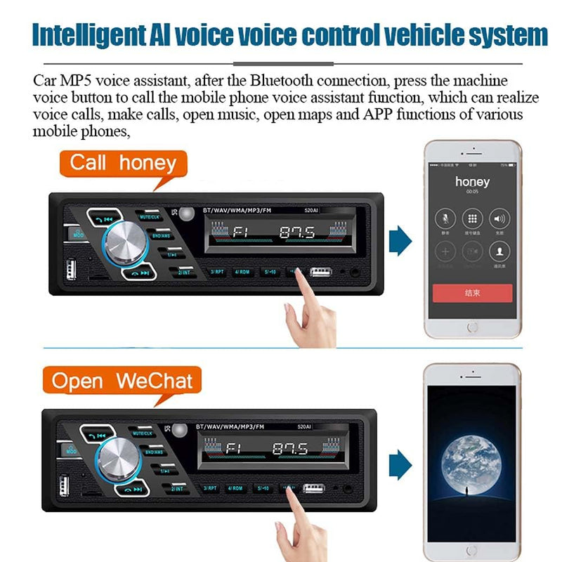 [AUSTRALIA] - 24V Car Radio Bluetooth Stereo MP3 Player Supports Hands-Free Calls FM Dual USB Ports TF AUX in Voice Assist File Reading Function with ISO Plug and Remote Control 