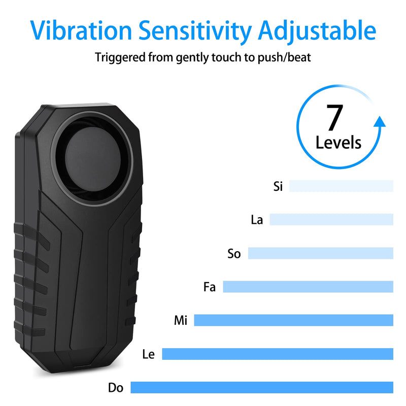 Wireless Bike Alarm with Remote, Anti-Theft Bicycle Motorcycle Alarm Wireless Security Vibration Motion Sensor Alarm, IP65 Waterproof Super Loud 113dB Alarm (2 Set) 2PK Bike Alarm