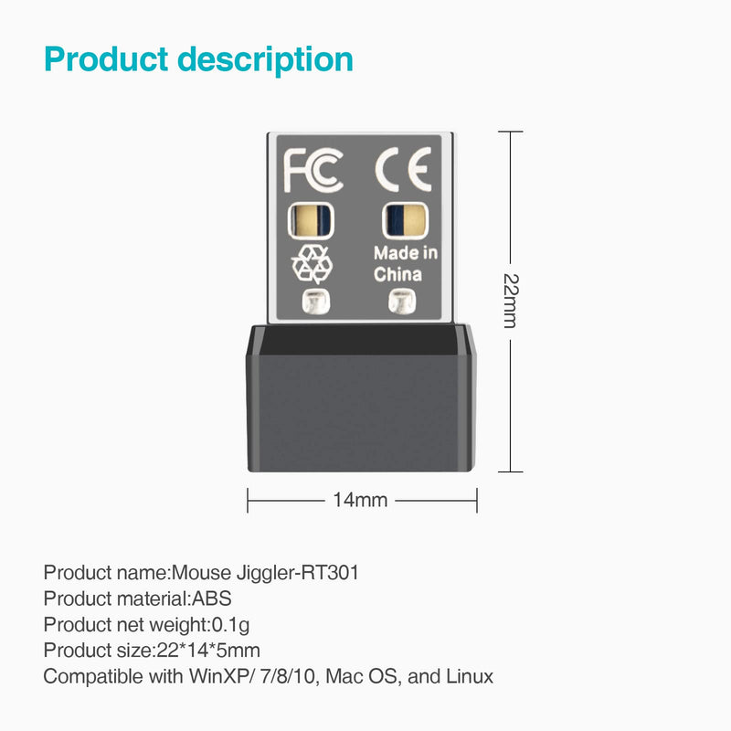 Mouse Jiggler,Undetectable Mouse Mover Jiggler Automatic Mouse Mover Wiggler USB Port for Computer Laptop,Simulate Mouse Movement to Keep Computer Awaking,Plug and Play 1 PCS
