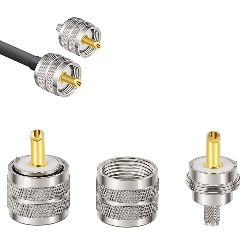 Greluma 6 x UHF PL-259 Male Crimp Coaxial Adapter RF Connector for RG58 / U LMR195 Coaxial Cable Compatible with Amateur Radio