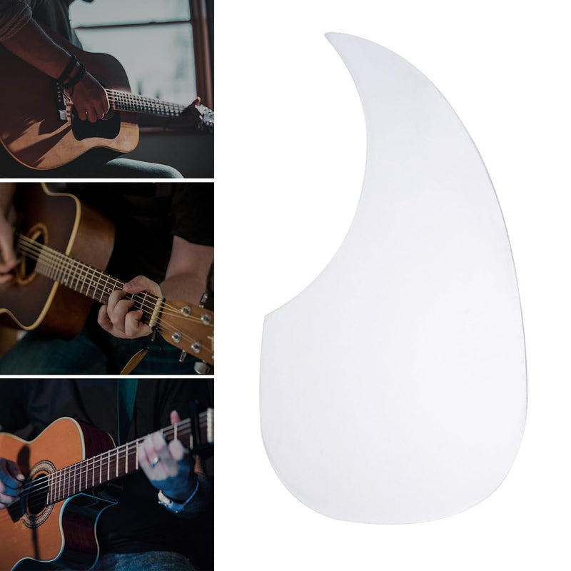 Healifty Guitar Pickguard Clear Plastic Water Drop Shape Pickup Pickguard Scratch Plate for 40-41 Inch Folk Acoustic Electric Guitar (White)