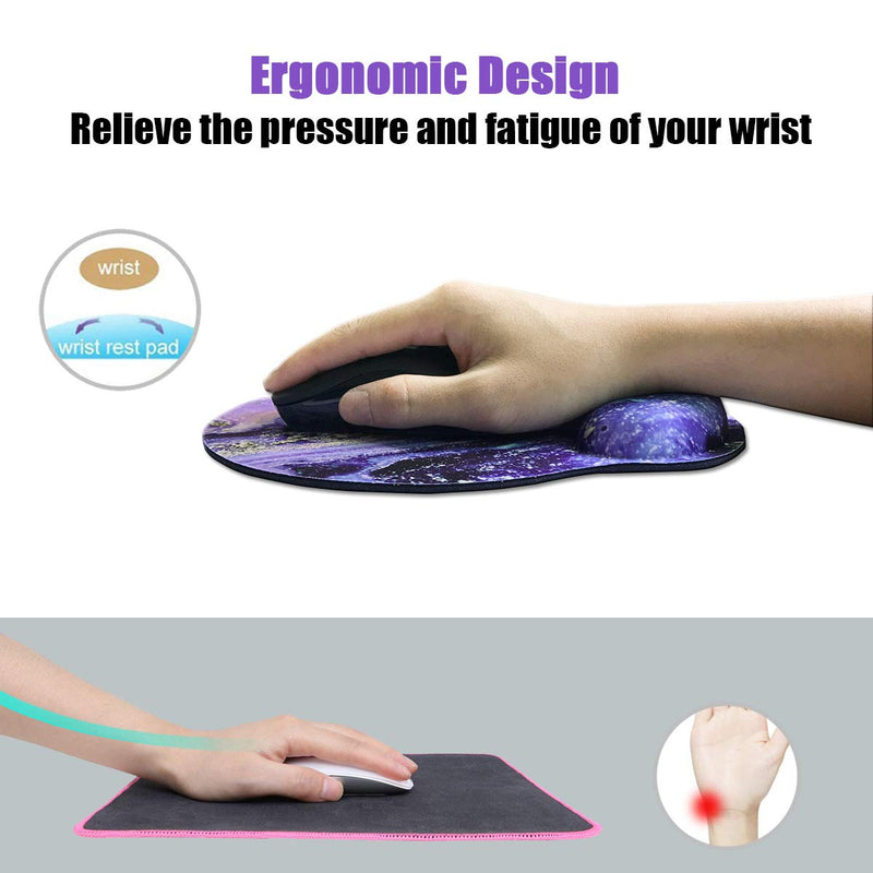 Ergonomic Mouse Pad with Wrist Support,Dooke Cute Wrist Pad with Non-Slip Rubber Base for Computer, Laptop, Home Office Gaming, Working, Easy Typing & Pain Relief Marble Marble Purple