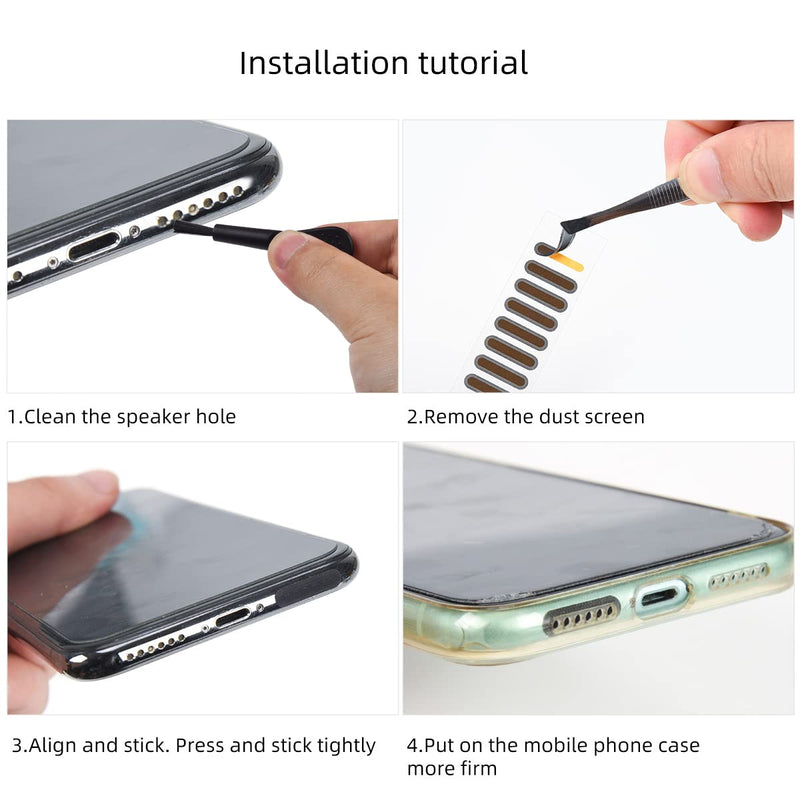 48PCS Universal Phone Speaker Dust Protector Cover Mesh Stickers Compatible with iPhone 15 Pro Max, iPhone 14, 13, 12, Samsung Galaxy S23-S20, Included Cleaning Brush & Tweezer