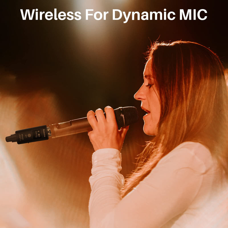 Wireless Transmitter And Receiver For Dynamic Microphones And Music Sources, UHF Wireless XLR Adapter System, 48k Frequency Signal Transmission,USB Recharge Capable, 100 Feet Range