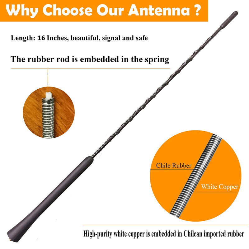 [AUSTRALIA] - 16 Inch Flexible Rubber Antenna Replacement Mast for Mini Cooper Hardtop (2013-2024), Mini Countryman (2013-2016), Mini Coupe (2013-2015), Mini Roadster (2013-2016), Mini Paceman 