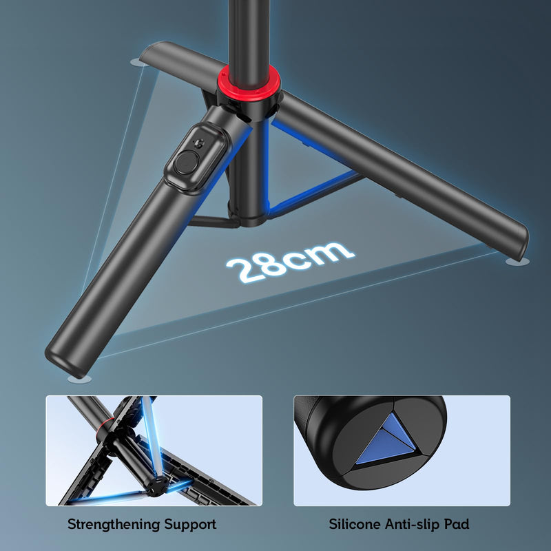 51”Selfie Stick Tripod, Aluminum Alloy Integrated Smartphone Tripod Stand with Wireless Remote Control Portable Retractable Cell Phone Tripod for iPhone/Samsung/GoPro/Android Phone Black