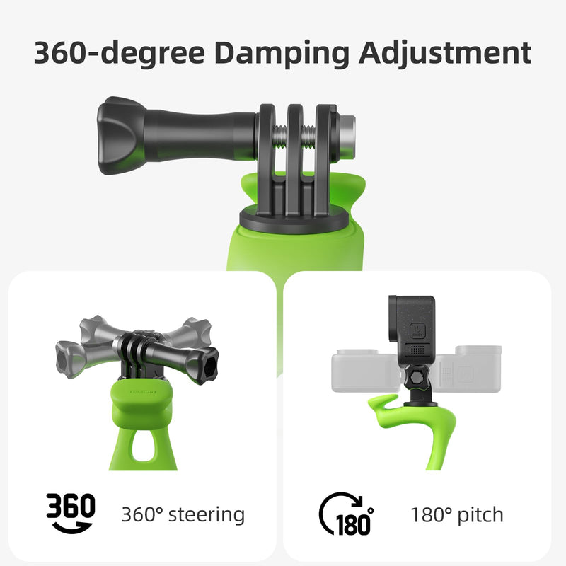 TELESIN Camera Flexible Mount 360 Strap Mount Wrap Band for GoPro Insta360 DJI Action Osmo Pocket Bike Motorcycle Handlebar Roll Bar Tube Clip Holder Attach Accessories Green