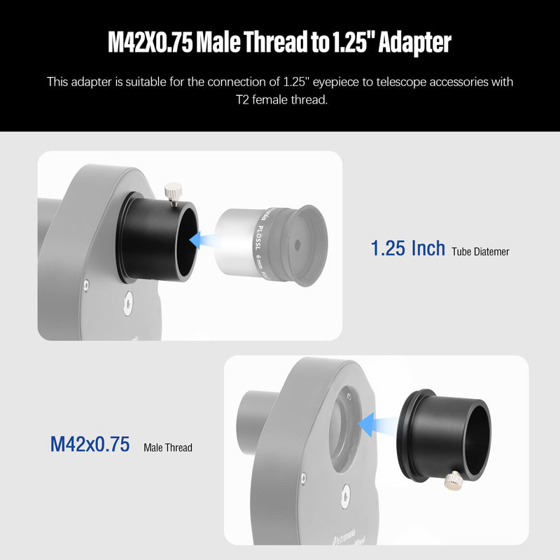 [AUSTRALIA] - Astromania M42X0.75 Male Thread to 1.25" Adapter - converts from the T-2 Internal Thread to the Standard 1.25" Barrel Dimension 