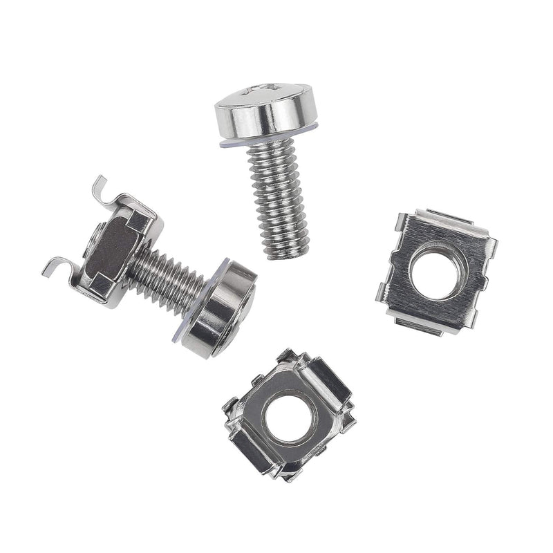 Favordrory 30 Pack M6 x 20mm Rack Mount Cage Nuts, Screws and Washers for Rack Mount Server Cabinet, Rack Mount Server Shelves, Routers (Silver) Silver