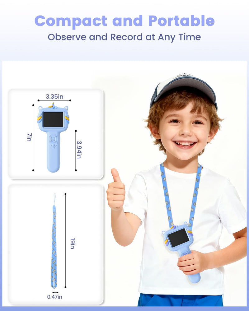 [AUSTRALIA] - Microscope Camera for Kids Gifts Toys- Handheld Pocket Microscopes with 2.4" Screen and Autofocus - Mini Digital Educational Science Kit for Christmas Birthday for Age 3-5 5-7 8-12 Girls Boys (Blue) Blue 