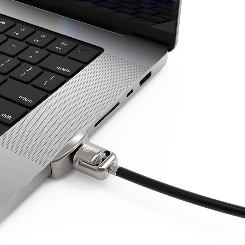 Compulocks Ledge Lock Adapter for MacBook Pro 14" M1, M2 & M3 with Keyed Cable Lock Silver