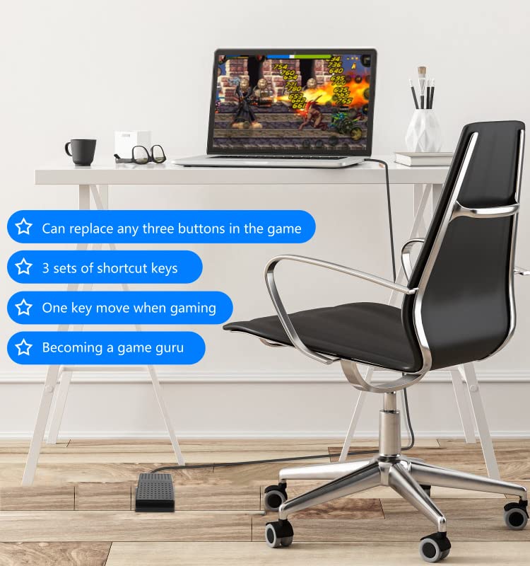 iKKEGOL Upgraded USB Foot Switch Single Pedal Mechanical Control Footswitch Map Mouse Keyboard Hotkey Combination Key press Simulator Program Page Turner Game Transcription HID