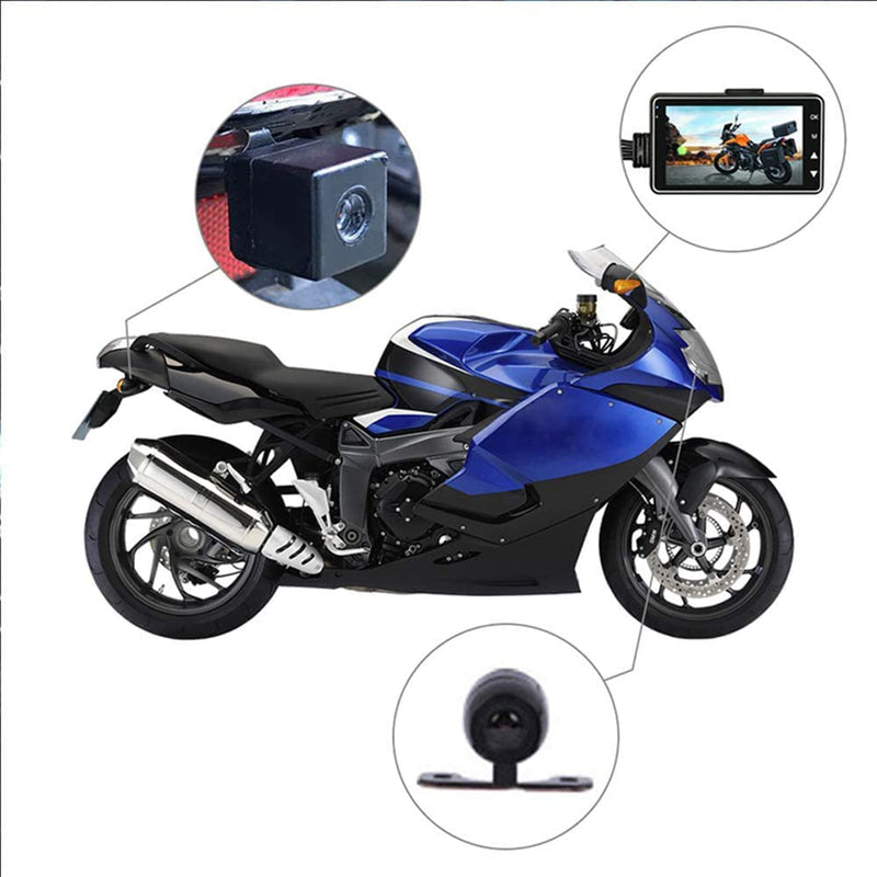 Motorcycle Driving Recorder Waterproof Dual Lens Video HD 1080p Dash Cam Front and Rear Motorbike Camera