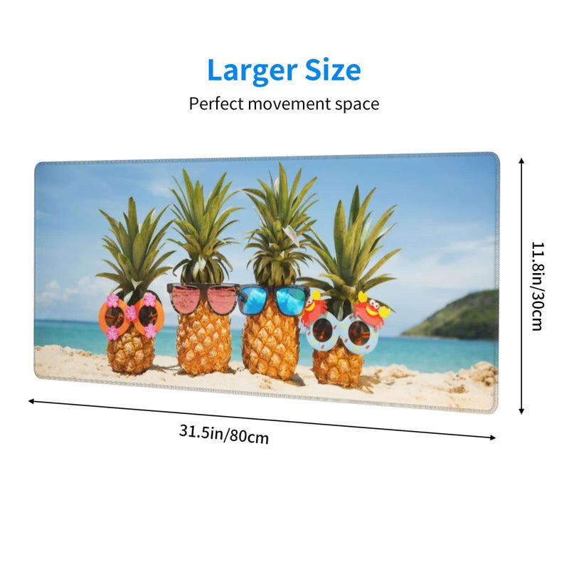 Pineapple Mouse Pad Stitched Edge XL Large Mousepad 31.5" X 12" Rubber Base Non Slip Desk Mat for Laptop Pc Computer Gaming Pineapple