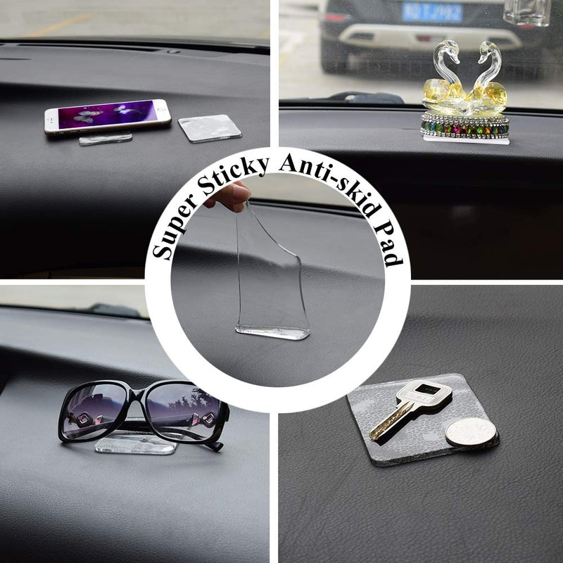 Sticky Gel Pads (10 Pack), As Seen On TV Removable Traceless Gripping Pad Washable Reusable Anti Slip Pad for Car Dashboard Office Home Stick Anything Anywhere, Clear