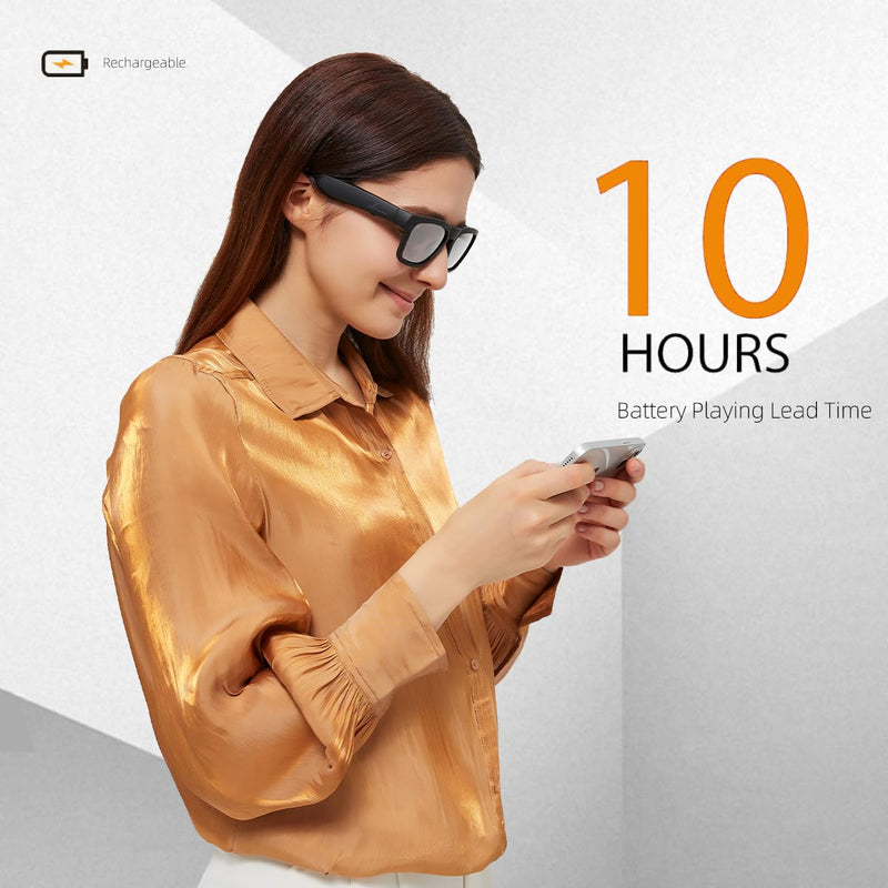 OhO sunshine Bluetooth Audio Sunglasses, Lightweight Open Ear Sport Glasses, 10H Playtime,Water Resistant with Voice Control Grey