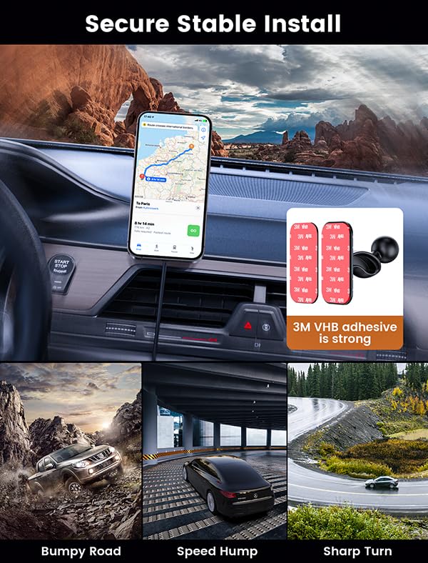 for Magsafe Car Mount Charger 15W LED RGB Car Phone Holder for Dash Vent | HandsFree Magnetic Wireless Car Charger Car Mount Fast Car Charger for iPhone 17 16 15/14/13/12 Series Pink