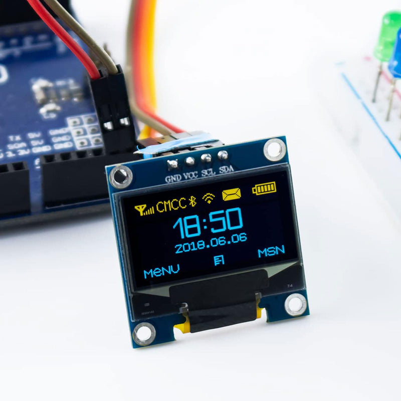 QIQIAZI 0.96 Inch OLED Display I2C Module, 5 Pieces I2C Display Module 128 x 64 Pixel I2C Screen Display Module Compatible with Arduino and Raspberry Pi (Yellow/Blue)