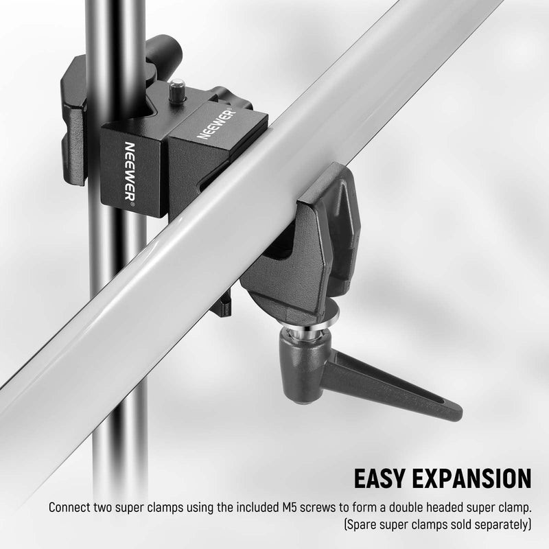 [AUSTRALIA] - NEEWER Super Clamp with 5/8" Stud, Spring Lock, 2.4"/6cm Jaw Grip Heavy Duty Crab Pole Clamp for Round Pipe Flat Surface, for Photography Studio Camera & Lighting Mounting, Max Load 33lb/15kg, UA017 UA017(1 Pack） 