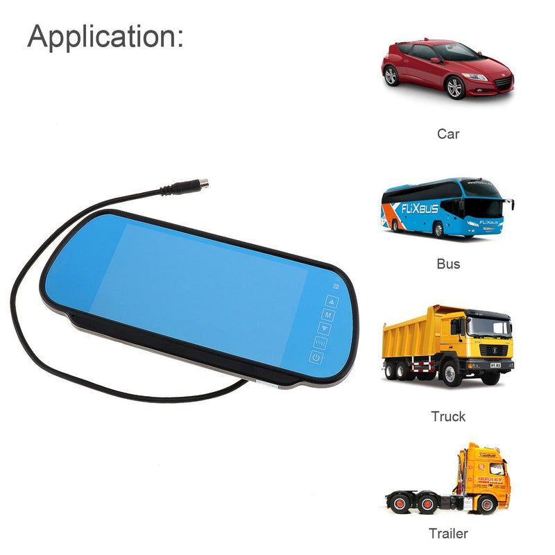 BW 7 Inch 16:9 TFT LCD Widescreen Car Monitor Car Rear View Mirror with Touch Button, HD 800(W)x 480(H) Resolution, Two Ways of Video input