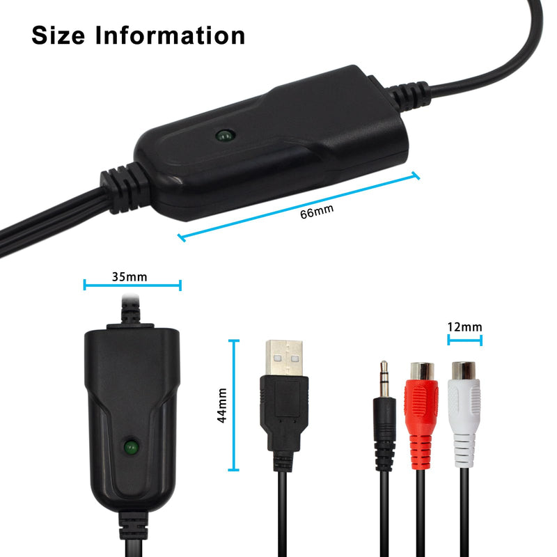 USB Audio Capture Card Grabber for Window 10/11/8/7 / 2000/XP and Vista, Seven，Audio Grabber for Vinyl Cassette Tapes,MD, Phono to Digital MP3 Converter from 3.5mm and R/L Audio Connector