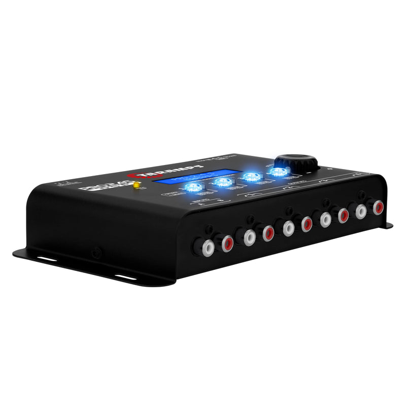 Taramps PRO 2.4S Car Audio DSP Equalizer 4 Channel Digital Crossover | Automotive DSP with 15-band EQ, active crossover, delay alignment, RCA & High-Level inputs for precise sound tuning. Black